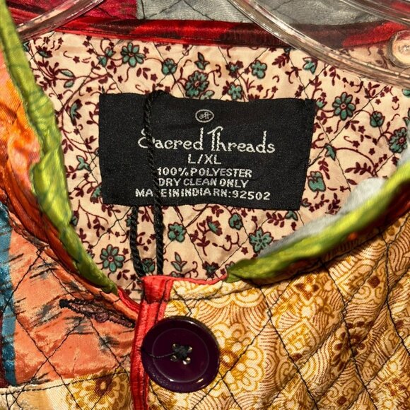 Sacred Threads NEW patchwork blazer jacket French Provencal floral prints L/XL - Picture 3 of 6